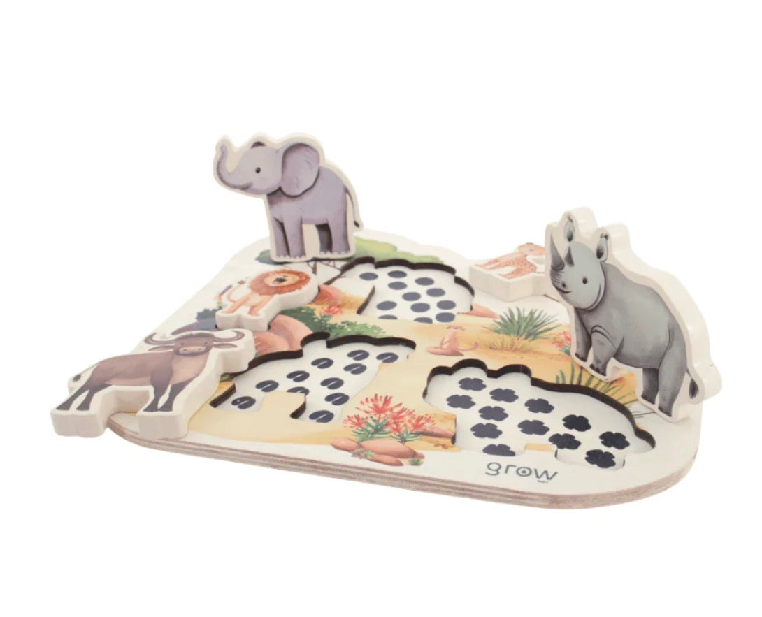 Grow Baby Wooden Puzzle - Big Five Animals