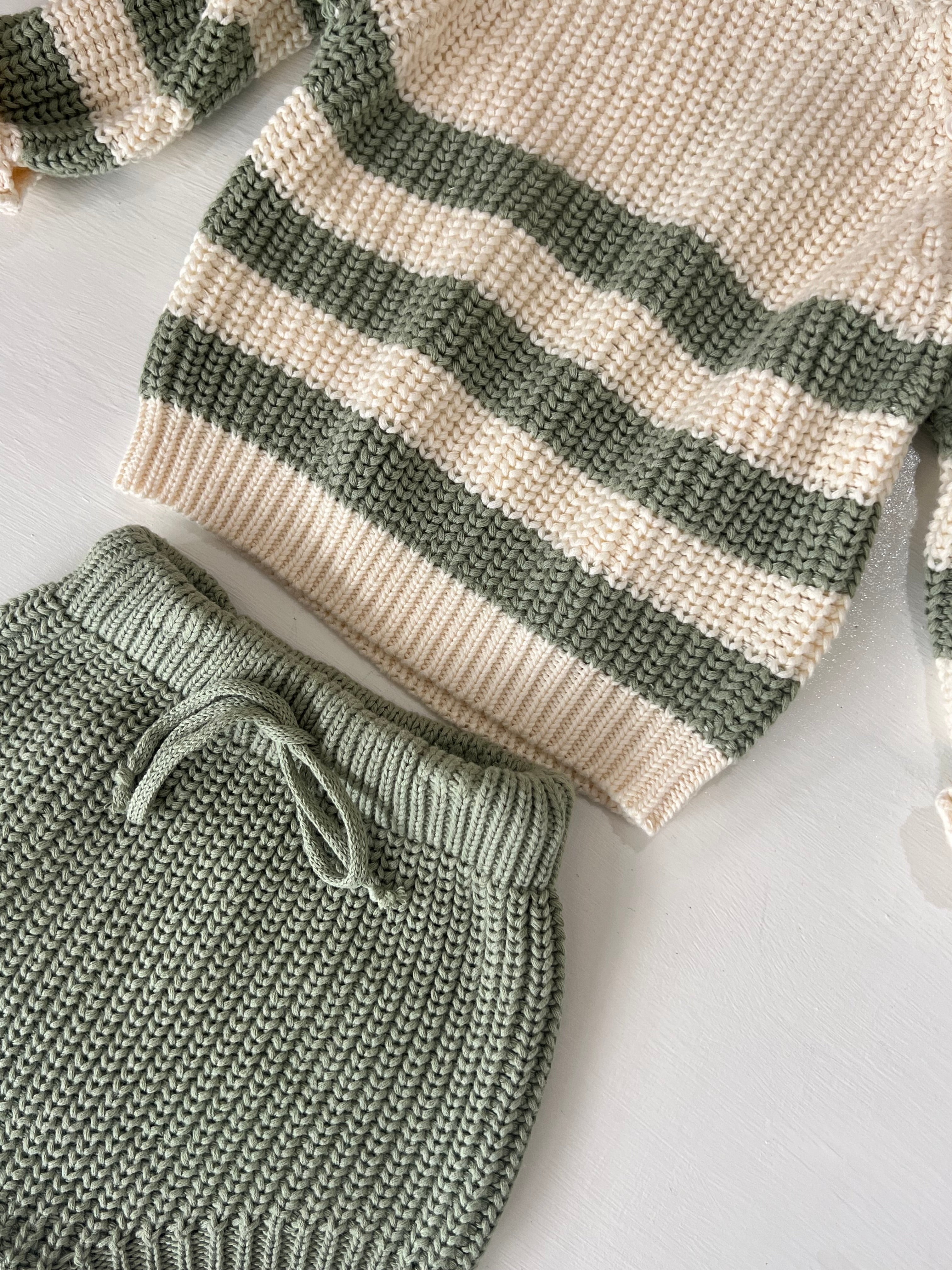 Sage Striped Knitted Set