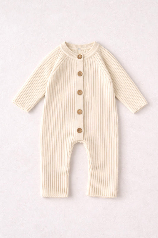 Cream Ribbed Jumpsuit