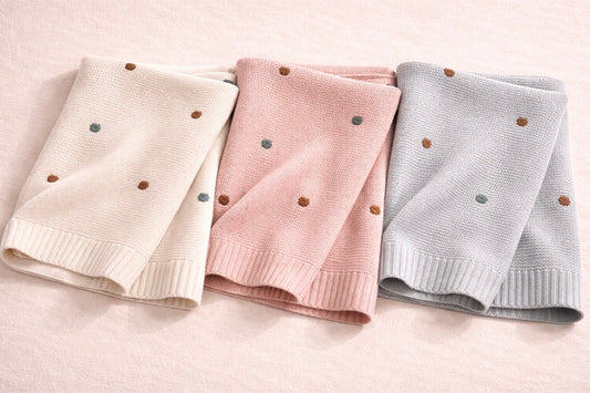 Knitted Cotton Blanket - Polka Dot
