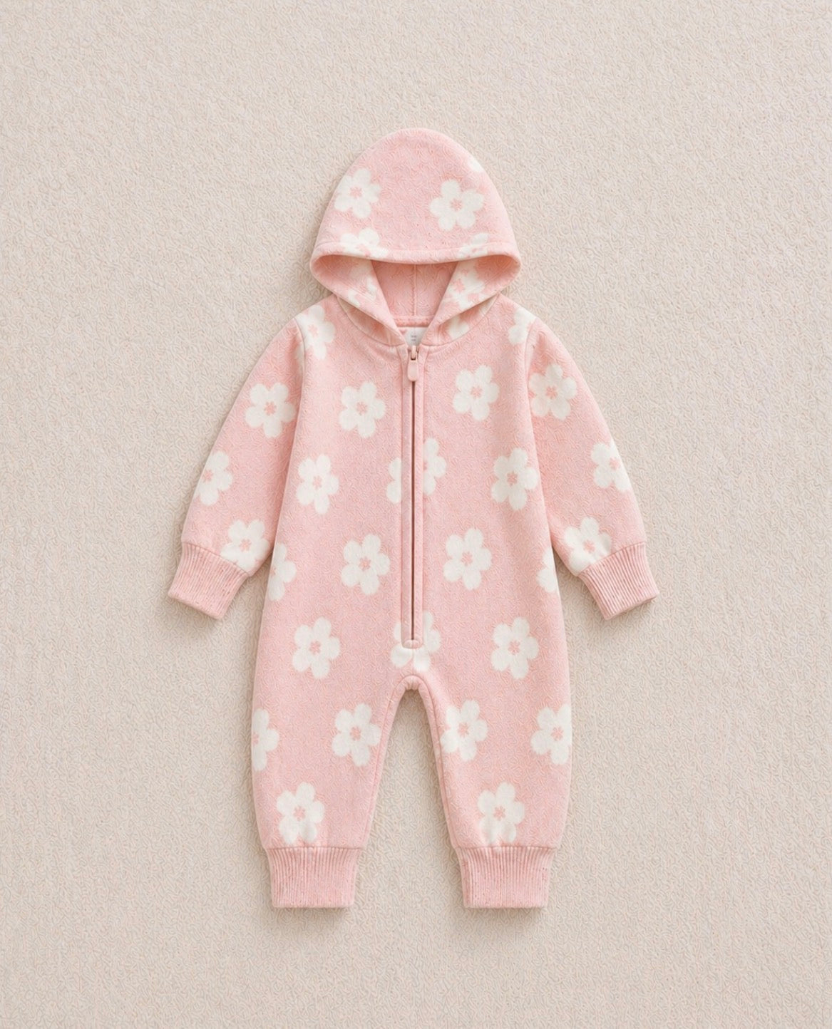 Dusty Pink Hooded Floral Jumpsuit