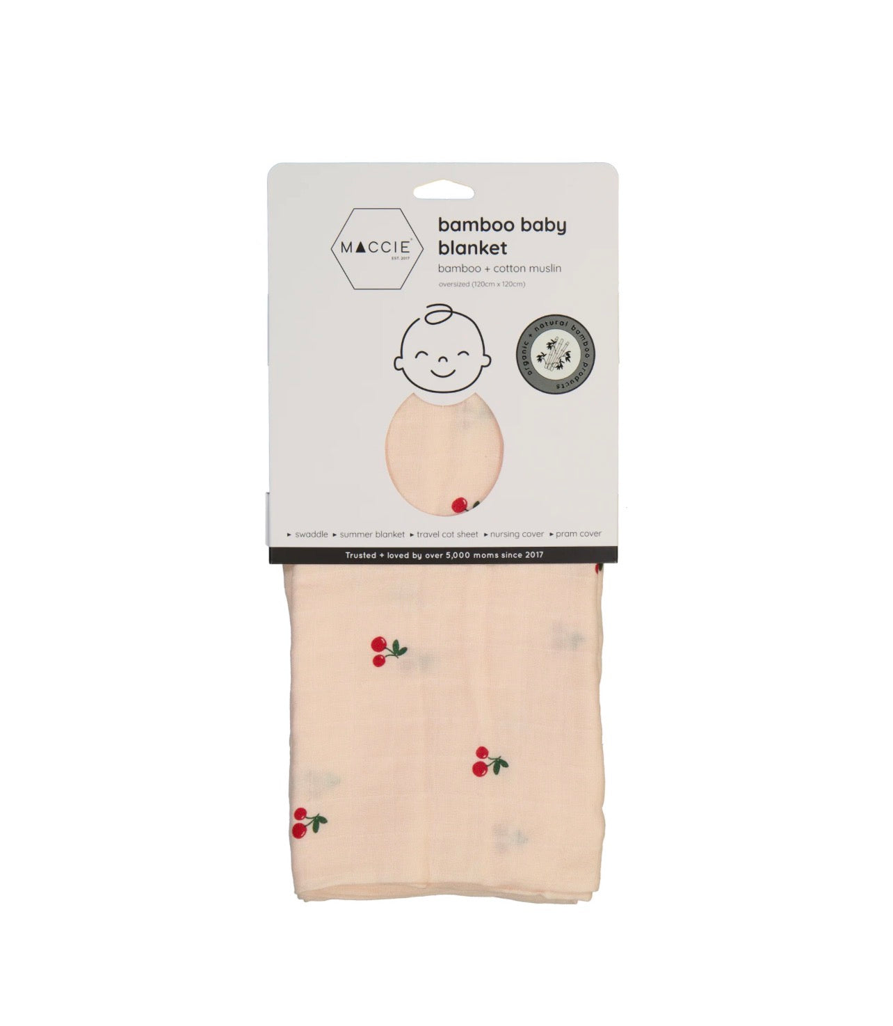MACCIE Bamboo Cotton Muslin Swaddle Blanket