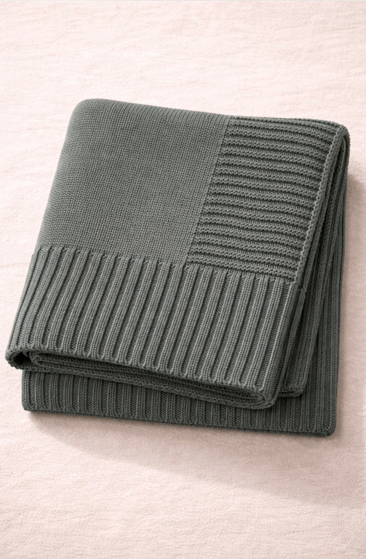 Knitted Cotton Blanket - Broadside Edge
