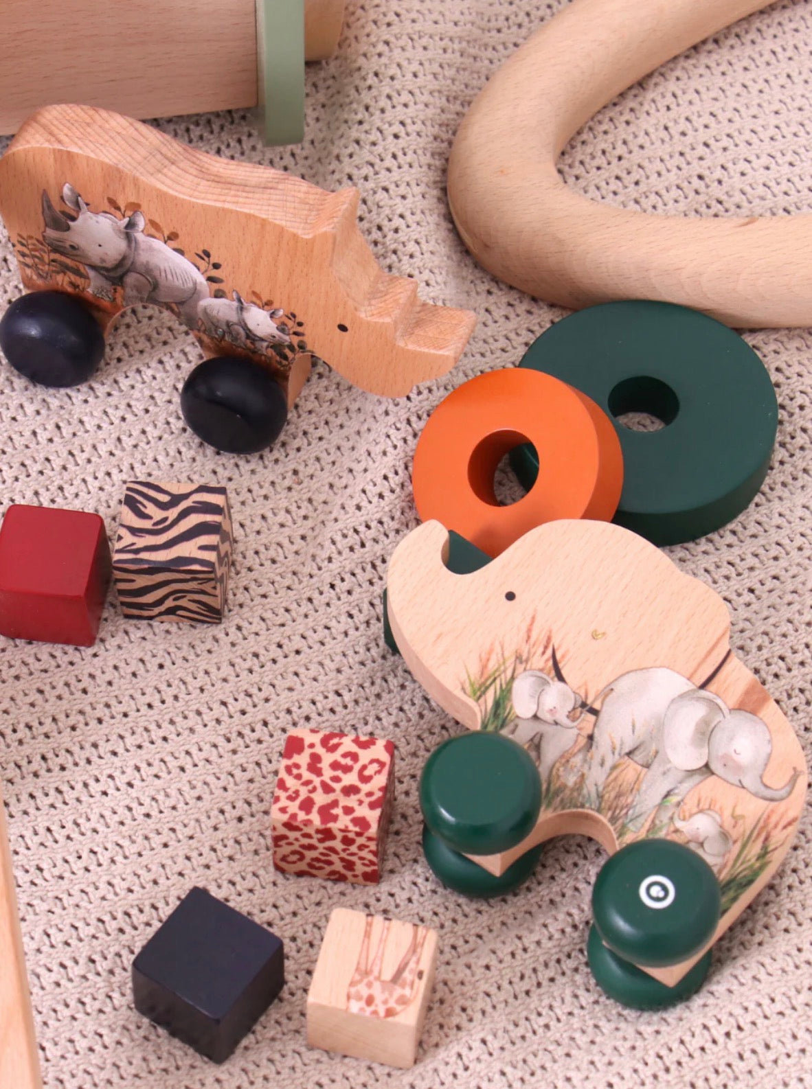 Grow Baby Wooden Push Toy - Rhino