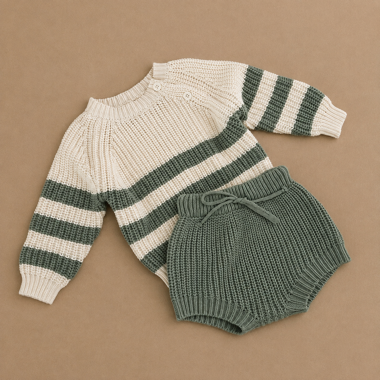 Sage Striped Knitted Set