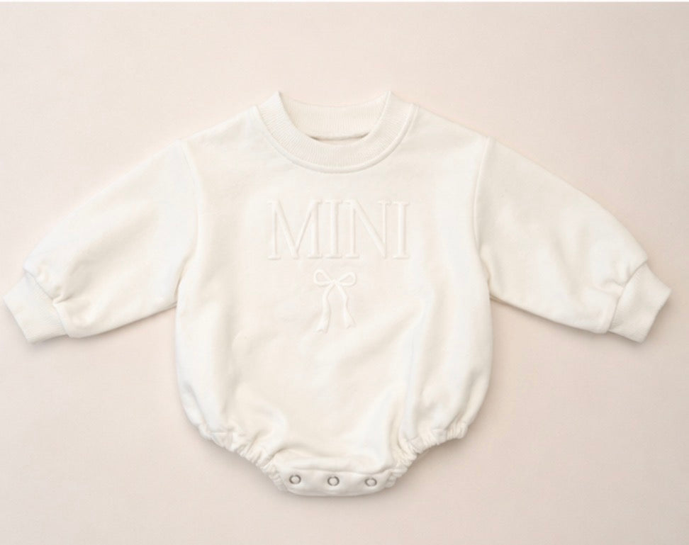 White Long Sleeve Bubble Romper