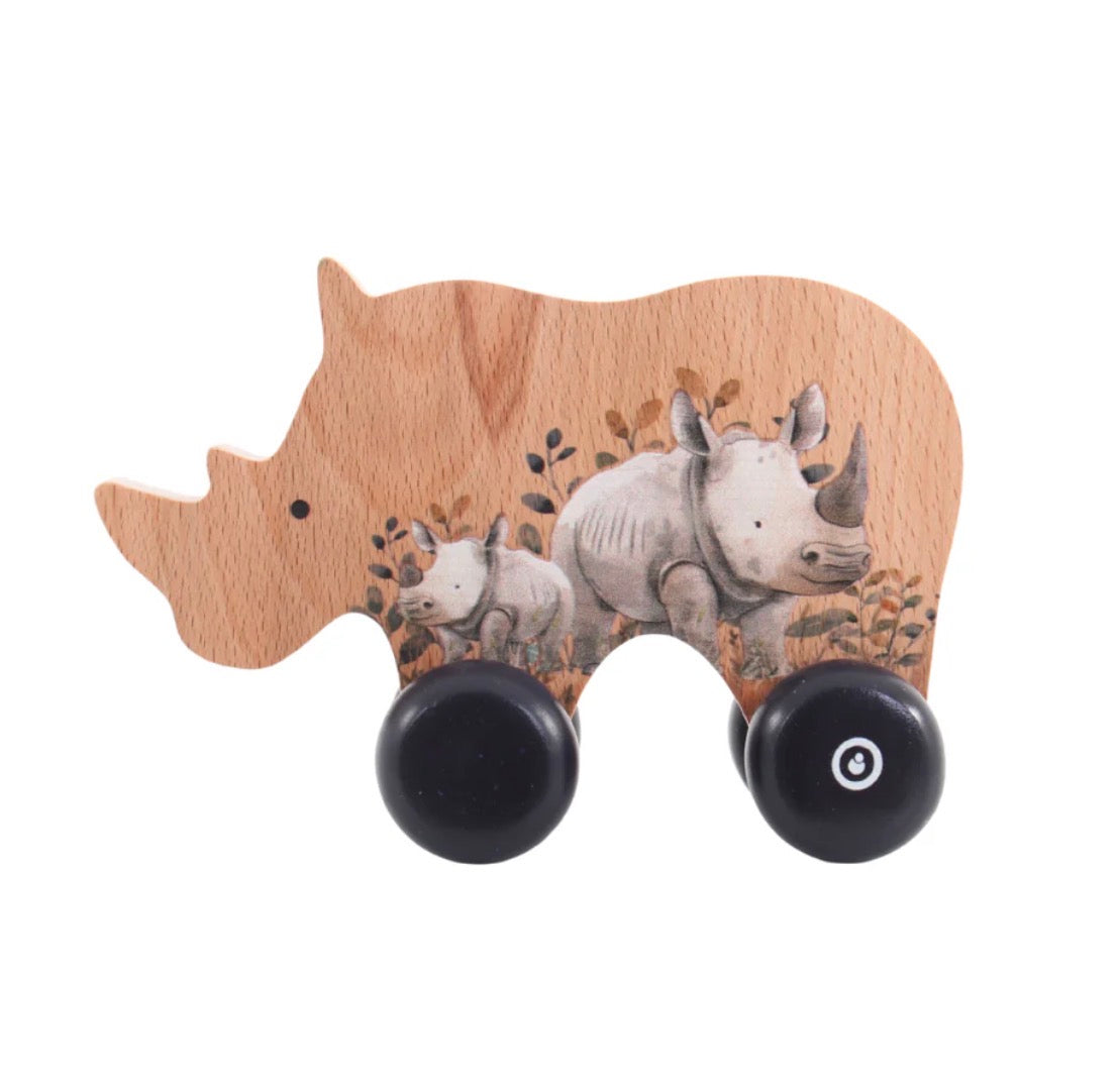 Grow Baby Wooden Push Toy - Rhino
