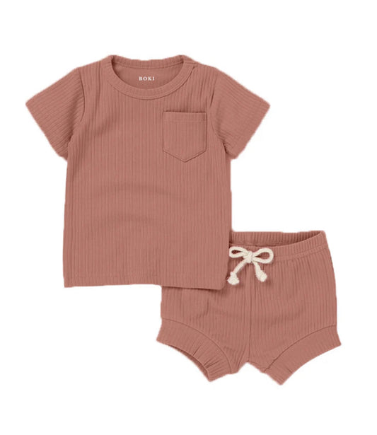Boki 2 Piece Organic Rib Pyjamas Set