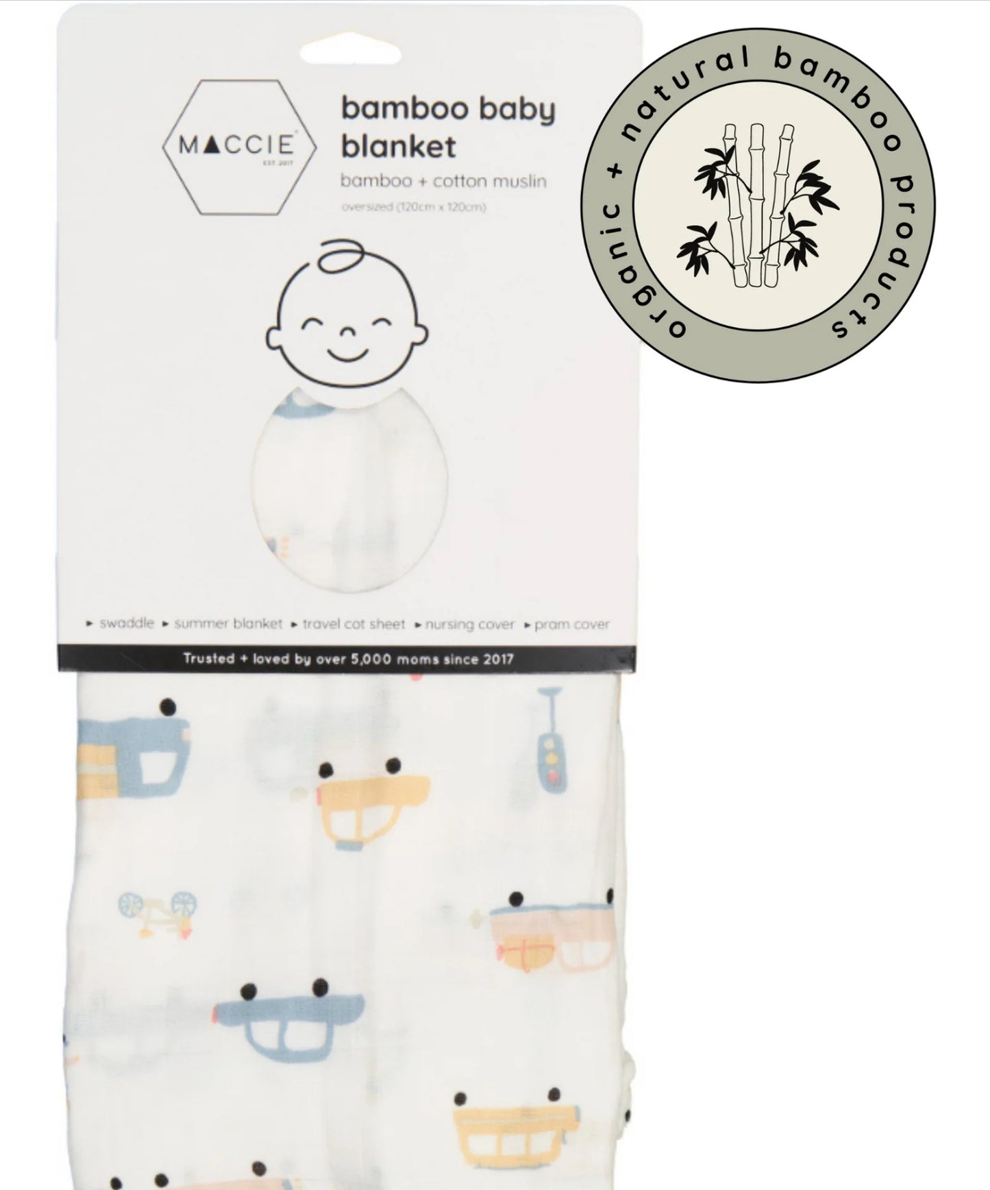 MACCIE Bamboo Cotton Muslin Swaddle Blanket